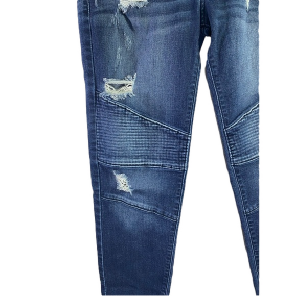 KanCan Estilo Skinny Moto Distressed Ankle Fray Raw Hem Size 9W 28 EUC - Picture 5 of 11